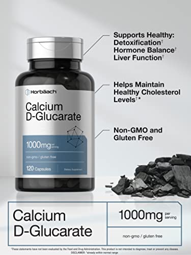 Calcium D-Glucarate 1000mg | 120 Capsules | Non-GMO, Gluten Free Supplement HorbäachUS supplements