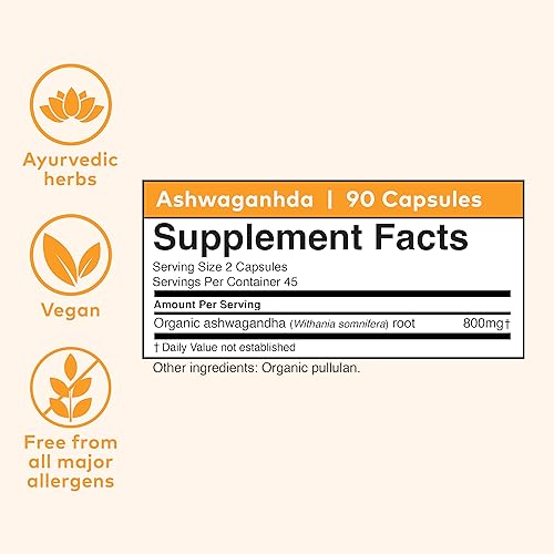 ORGANIC INDIA Ashwagandha Herbal Supplement - Vegan, Gluten-Free, Kosher ORGANIC INDIAAu supplements