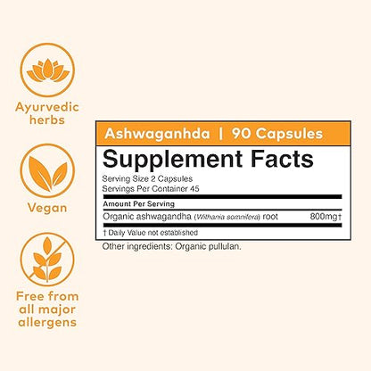 ORGANIC INDIA Ashwagandha Herbal Supplement - Vegan, Gluten-Free, Kosher ORGANIC INDIAUS supplements