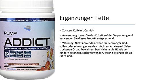 BELIEVE Pump Addict Ultimate Pre-Workout and Energy Formula Sour Peach, 550 g BelieveAu supplements