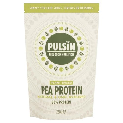Pulsin - Unflavoured Vegan Pea Protein Powder - 250g - 8.0g Protein, 0g Carbs, 41 Kcals Per Serving PulsinUS supplements