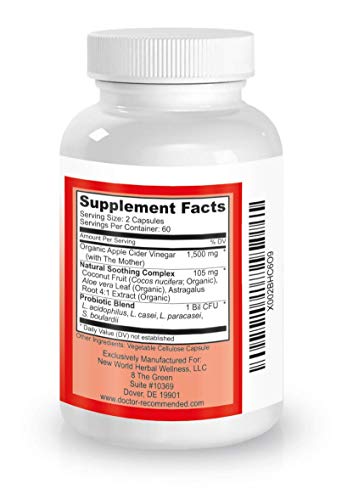 Apple Cider Vinegar Capsules - 100% Organic Apple Cider Vinegar Pills 1500 mg DOCTOR RECOMMENDED SUPPLEMENTSUS supplements