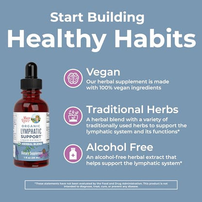 Lymphatic Support Drops | USDA Organic Lymphatic Cleanse Immune Support Supplement MaryRuth OrganicsUS supplements