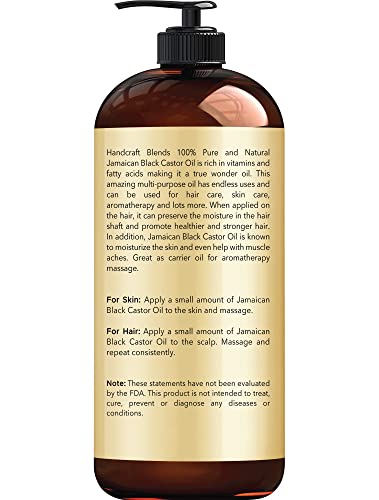 Handcraft Blends Jamaican Black Castor Oil for Hair Growth, Eyelashes and Eyebrows Handcraft BlendsAu supplements