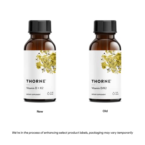 THORNE Vitamin D + K2 Liquid with a metered Dispenser - Vitamins D3 and K2 to Support THORNEUS supplements