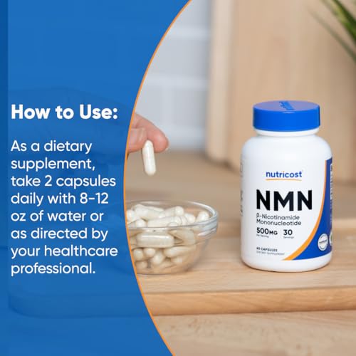 Nutricost NMN (Nicotinamide Mononucleotide) 500mg, 60 Capsules - Vegetarian Friendly, 30 Servings, Gluten Free, GMO Free NutricostAu supplements