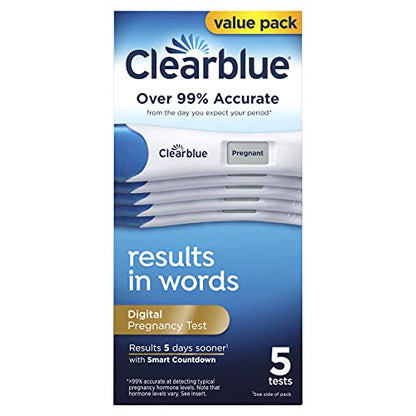 Clearblue Digital Pregnancy Test with Smart Countdown, Multi, 5 count ClearblueUS supplements