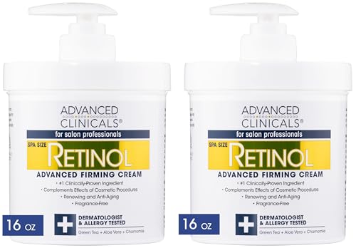 Advanced Clinicals Retinol Cream. Value Set- Two spa size 16oz bottles with pump Advanced ClinicalsUS supplements