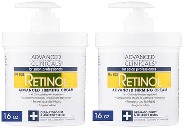 Advanced Clinicals Retinol Cream. Value Set- Two spa size 16oz bottles with pump Advanced ClinicalsUS supplements