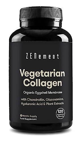 Vegetarian Collagen, from Organic Eggshell Membrane, 120 Capsules | with Glucosamine, Chondroitin, Hyaluronic Acid and Plant Extracts ZenementAu supplements
