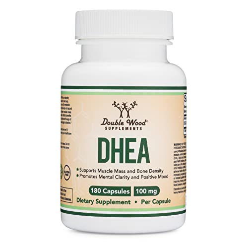 DHEA 100mg | 180 Capsules | Max Strength 6 Month Supply | Third Party Tested | Hormone Double Wood SupplementsUS supplements