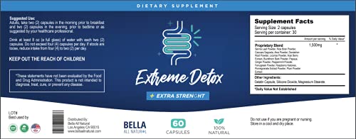 Bella All Natural Extreme Detox - Colon Cleanse and Full Body Detox - 60 Caps Bella All NaturalUS supplements