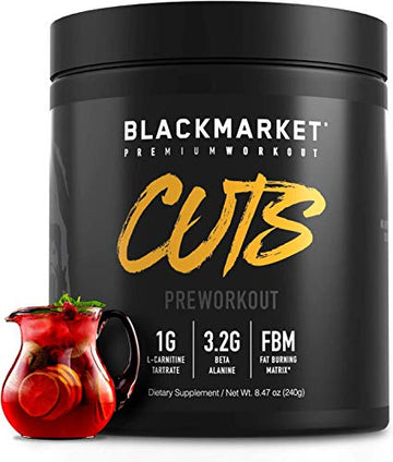 BLACKMARKET CUTS Pre Workout - Flavored Energy Powdered Drink Mix for Men BLACKMARKETAu supplements