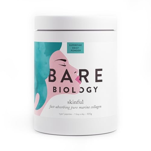 Bare Biology Collagen Powder, 300g/60 Servings - Skinful Pure Marine Collagen Supplement for Skin Bare BiologyUS supplements