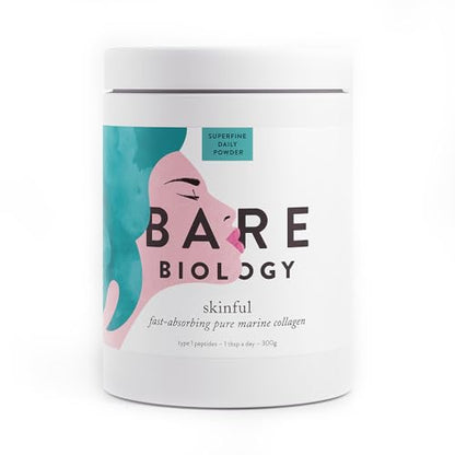 Bare Biology Collagen Powder, 300g/60 Servings - Skinful Pure Marine Collagen Supplement for Skin Bare BiologyUS supplements