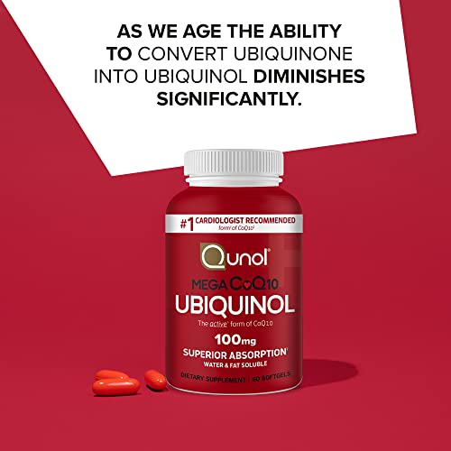 Qunol Ubiquinol CoQ10 100mg Softgels, Mega Ubiquinol 100mg - Superior Absorption QunolUS supplements