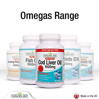Natures Aid Cod Liver Oil, 1000 mg, 180 Softgel Capsules (High Strength, 254 mg Omega natures aidUS supplements