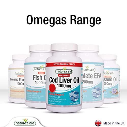 Natures Aid Cod Liver Oil, 1000 mg, 180 Softgel Capsules (High Strength, 254 mg Omega natures aidUS supplements