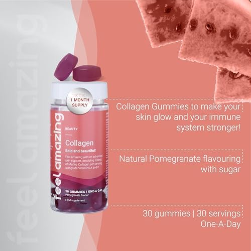Collagen Gummies with Vitamins A and C, 500mg of Marine Collagen Per Serving, Advanced Skin Support, Feel AmazingAu supplements