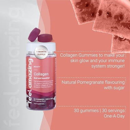 Collagen Gummies with Vitamins A and C, 500mg of Marine Collagen Per Serving, Advanced Skin Support, Feel AmazingUS supplements