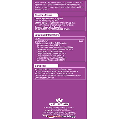 Natures Aid Bio360 Kidz Pro-5 (5 Billion Bacteria) from Natures Aid, Children's Microbiotic natures aidUS supplements