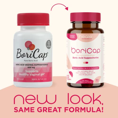 BoriCap - Boric Acid Suppositories for Women - 600 mg - Vaginal Health, pH Balance, Itch & Odor - Natural BoriCapAu supplements