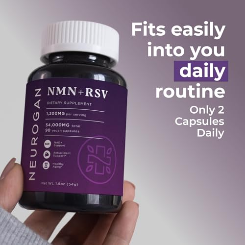 Neurogan NMN + Resveratrol Capsules – Cellular Health & Energy Support – 1200mg Nicotinamide Mononucleotide and Trans-Resveratrol per Serving, 90 Count NeuroganAu supplements
