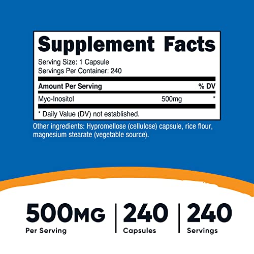 Nutricost Inositol Capsules 500mg, 240 Capsules - Veggie Capsules, Non-GMO, Gluten NutricostUS supplements