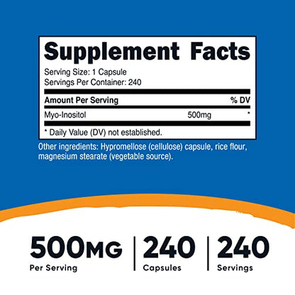 Nutricost Inositol Capsules 500mg, 240 Capsules - Veggie Capsules, Non-GMO, Gluten NutricostUS supplements