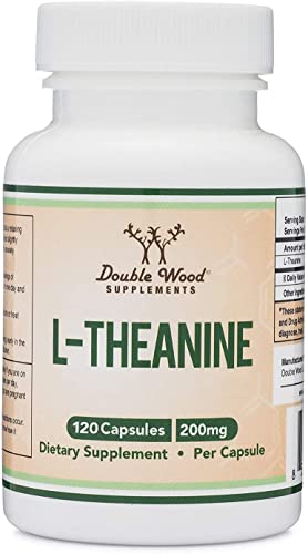 L-Theanine Supplement 200mg, 120 Capsules (Soy Free, Gluten Free, Non-GMO Double Wood SupplementsUS supplements