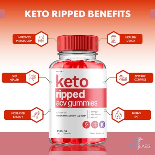 (5 Pack) Keto Ripped ACV Gummies, Keto Ripped ACV Gummies Advanced Weight Loss S.O LabsUS supplements