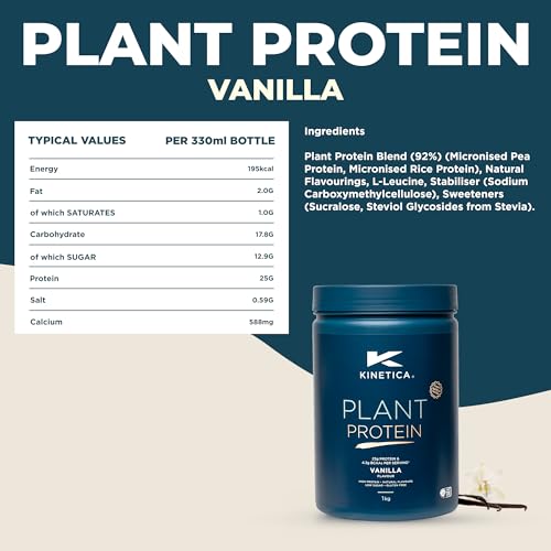 Kinetica Vanilla Flavour Plant Protein 1kg | Blend of Pea and Rice Protein | Vegan KineticaAu supplements