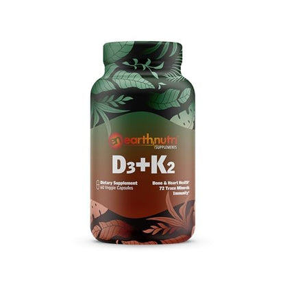 EarthNutri D3 + K2 Bone & Heart Health - 72 Trace Minerals, Vitamin D3 Vitashine, MENA EarthNutriUS supplements