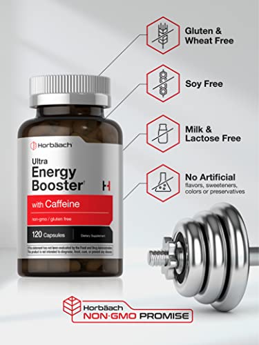 Ultra Energy Supplement | 120 Capsule Pills | with Caffeine & Vitamin B12 | Daily Energy Booster HorbäachAu supplements