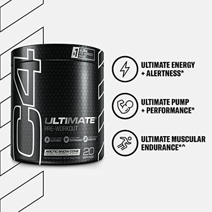 C4 Ultimate Pre Workout Powder Arctic Snow Cone - Sugar Free Preworkout Energy CellucorUS supplements