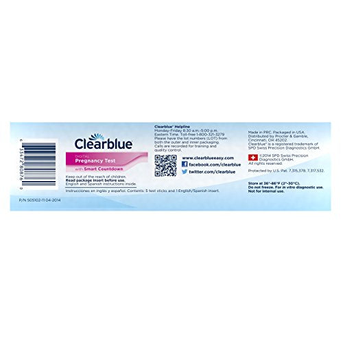Clearblue Digital Pregnancy Test with Smart Countdown, Multi, 5 count ClearblueUS supplements