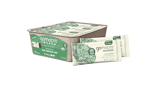 GoMacro MacroBar Organic Vegan Protein Bars - Mint Chocolate Chip, 2.3 Ounce Bars GoMacroUS supplements