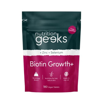 Nutrition Geeks Biotin Hair Growth Supplement - 180 Tablets Enhanced with Zinc Nutrition GeeksUS supplements