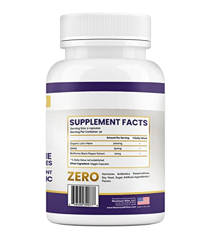 Lion's Mane & DMAE Capsules: Enhance Memory, Boost Mental Clarity Maximum SlimUS supplements