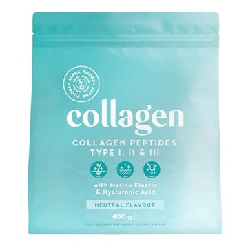 Collagen Powder with Hyaluronic Acid 400g - Collagen Peptides Supplement + Amino Acids Alpha FoodsAu supplements