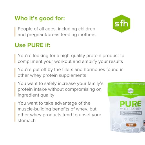 SFH Pure Whey Protein Powder Best Tasting 100% Grass Fed Whey | All Natural SFHUS supplements