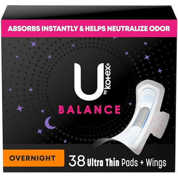 U by Kotex Balance Ultra Thin Overnight Pads with Wings, 38 Count U by KotexAu supplements