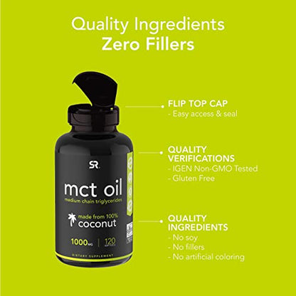 Sports Research Keto MCT Oil Capsules derived from Coconut Oil | Keto Fuel for The Brain Sports ResearchUS supplements