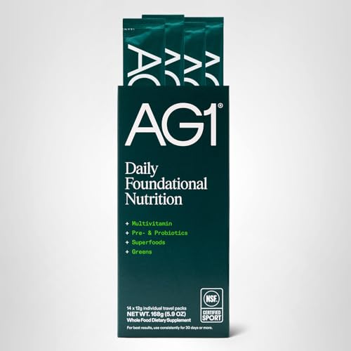 AG1 Athletic Greens Powder Supplement, Improve Gut Health, Multivitamin, Probiotic, Gluten Free, Vegan and Keto Friendly, 75 Vitamins (Travel Packs, 14 Count) - Classic Formula AG1Au supplements