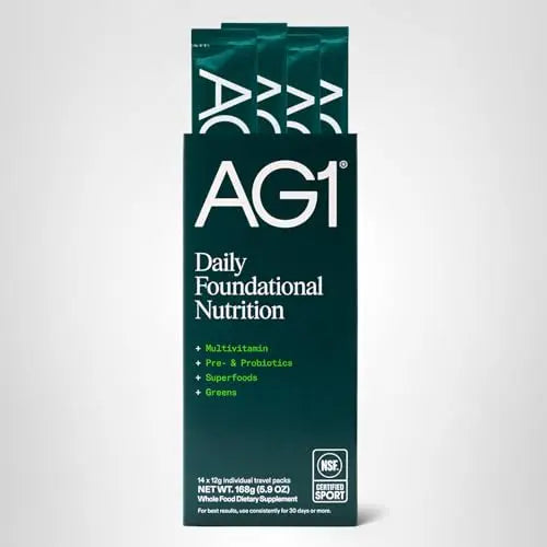 AG1 Athletic Greens Powder Supplement, Improve Gut Health, Multivitamin, Probiotic, Gluten Free, Vegan and Keto Friendly, 75 Vitamins (Travel Packs, 14 Count) - Classic Formula AG1Au supplements