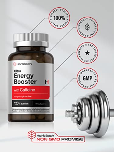 Ultra Energy Supplement | 120 Capsule Pills | with Caffeine & Vitamin B12 | Daily Energy Booster HorbäachAu supplements