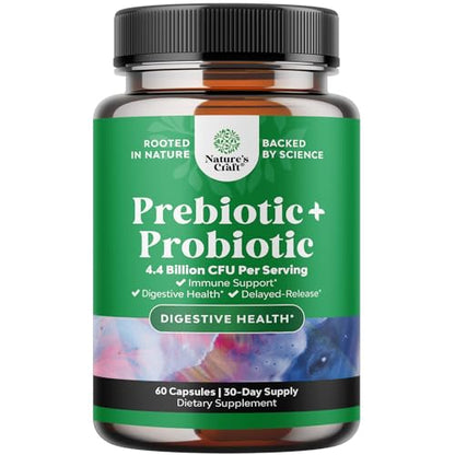 Prebiotics and Probiotics Gut Health Supplement - Super Potent Digestive Health Acidophil Natures CraftUS supplements
