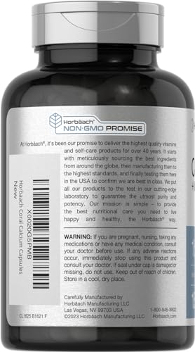 Coral Calcium 1500mg 150 Capsules | Plus Magnesium | Non-GMO, Gluten Free Supplement HorbäachUS supplements