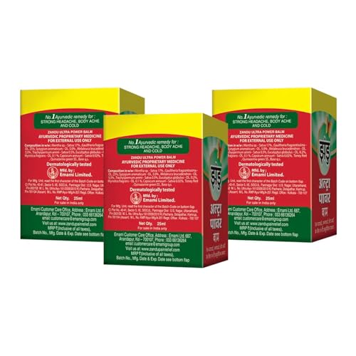 Zandu Ultra Red Balm | Ayurvedic Balm with Menthol, Camphor, Eucalyptus Oil | Relieves from Bodyache, Cold & Muscle Stiffness | Non Greasy & Fast Acting | 0.85 Fl Oz (Pack of 1) ZanduAu supplements