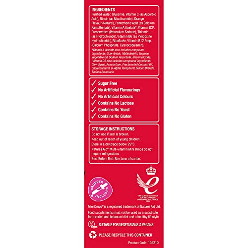 Natures Aid Mini Drops Multi-vitamin for Infants and Children, Sugar Free, 50 ml Natures AidUS supplements